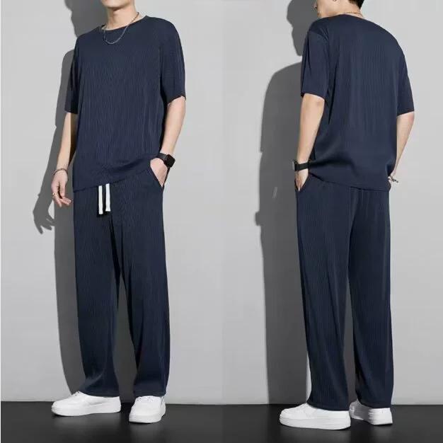 Sports and Leisure Summer Pants for Men, Loose Straight Leg Set, Thin Western Style Pants, Trendy Hanging Pants