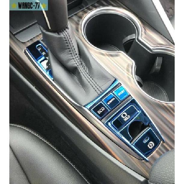 For Toyota Camry 2018- Blue Console Gear Shift Panel Button Cover Trim 8X