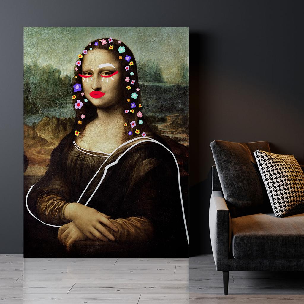Canvas Painting Mona Lisa In Flowers