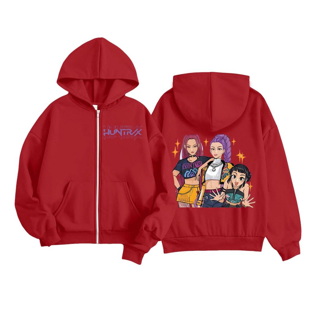 Kids Fashion Women's Lightweight Long Sleeve Zipper Hoodie Printed Hoodie With Pockets