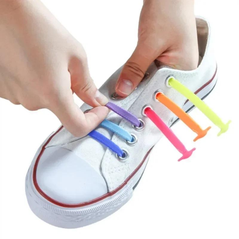 16Pcs Elastic Shoe Laces for Sneakers Running Shoes Silicone Stretch No Tie Shoelaces Unisex Fashion Rubber Band Laces