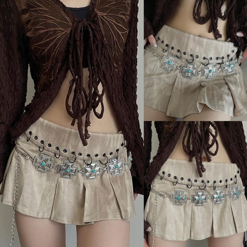 Waist Belt Hot Girl Sexy Metallic Crosses Adjustable Body Chain for Dress Stage