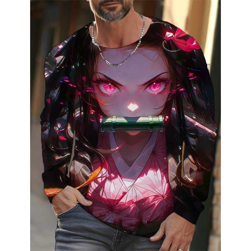 Men's Long-sleeved T-shirt 3D Printing Animation Pattern Printing Men's T-shirt Autumn Tops Casual T-shirt Pullover