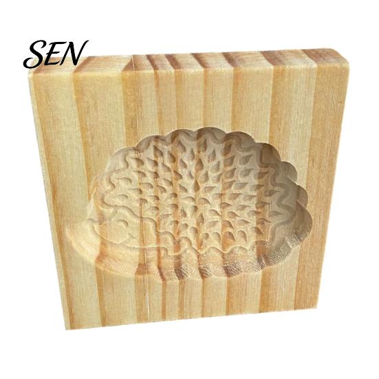 Nonstick Dough Stamp Molds Wood Cookie Cutter Mold, Round Gingerbread Biscuit for Easy Release Cake Embossers DIY Baking, Fondant Decoration, Holiday