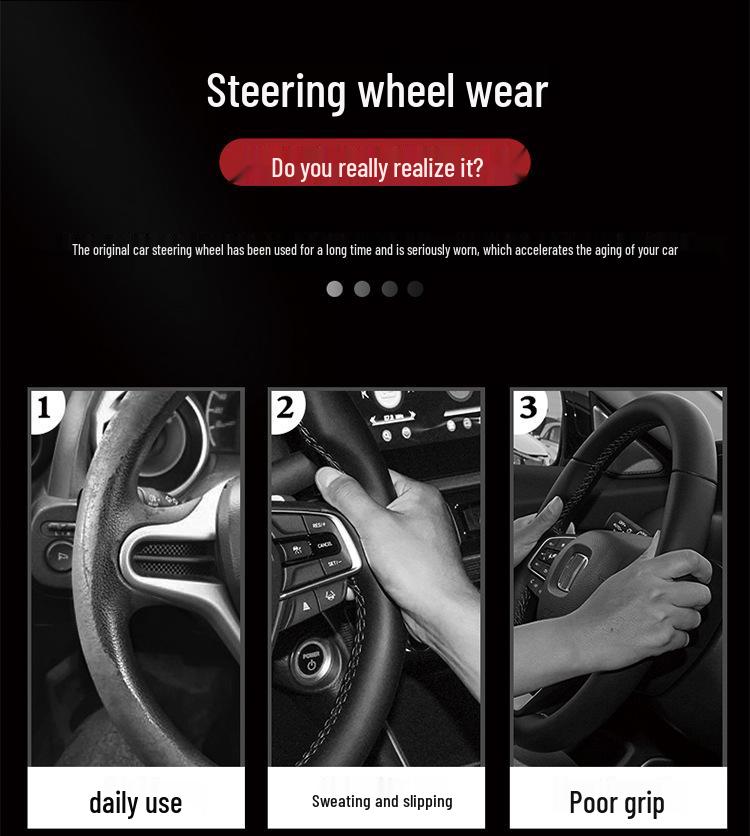 Suede Carbon Fiber Genuine Leather Steering Wheel Cover for Baojun RS3 RM5 E200 RS5 E300 Valli