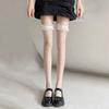 Stockings Black Ins Ripped Half Mesh Lace Long Tube Knee-high Sweet And Cute Core-spun Silk Thigh Socks