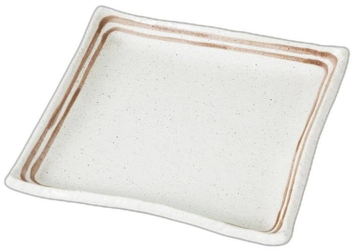Cream Line Square Plate x x Square Setomonohonpo Powder-Brushed 7.0 [20.5 20.5 2.5cm] Plate, Medium, Ceramic,