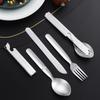 4Pcs/Set Portable Stainless Steel Outdoor Camping Knife Fork Spoon Combo Cutlery Set Dinnerware Camping Cooking Flatware