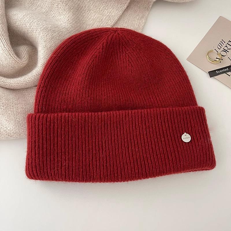 Knitted Woolen Hats for Men and Women in Autumn and Winter Small Face Protecting Ear Protection Warm Pile Hats Cold Hats