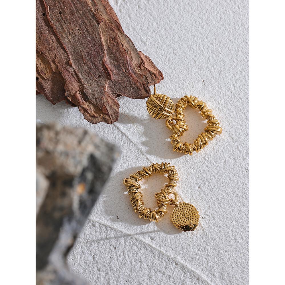 Yhpup Stainless Steel Metal Heart Hollow Drop Earrings Gold Color Plated Vintage Romantic Women Jewelry Fashion Charm Gift