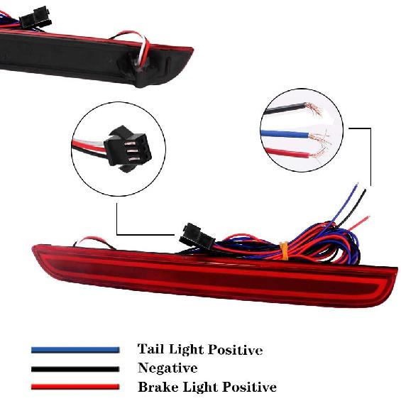 LED Red Lens Tail Brake Rear Fog Lamps Bumper Reflector Lights For 2015 2016 2017 2018 2019 Dodge Challenger