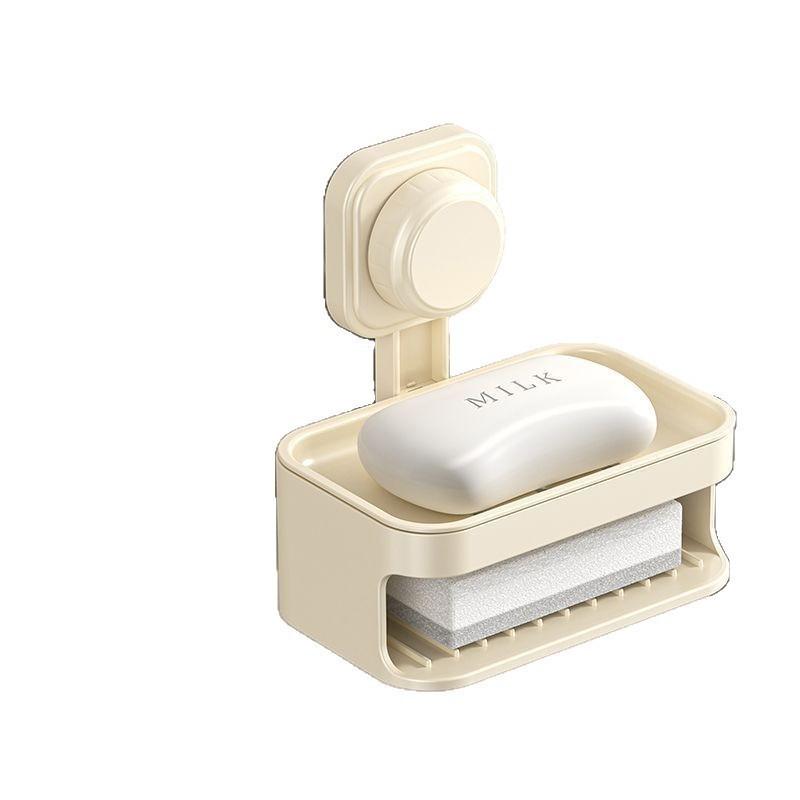 New Non Drill Wall Mounted Shower Rack Wall Mounted Soap Dish with Suction Cup Drainage Soap Holder for Bathroom Kitchen