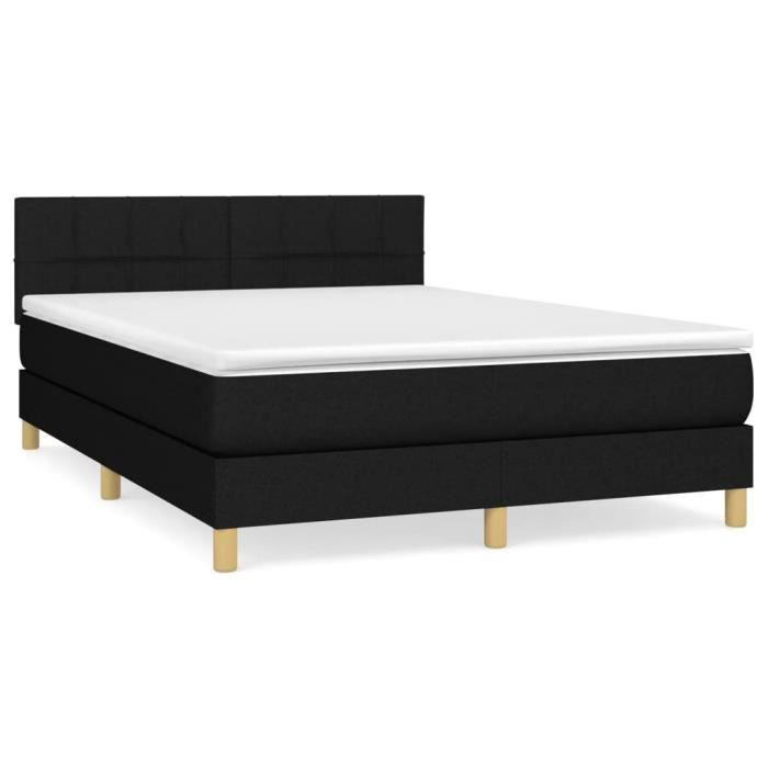 3140619 vidaXL Divan Bed with Mattress Black 140x200 Cm Fabric