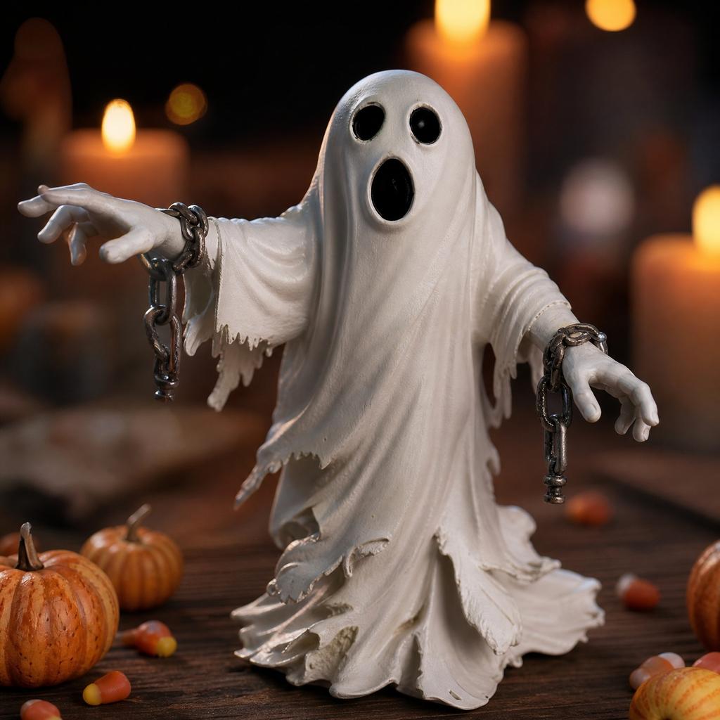 Halloween Resin Ghost Face Sculpture Decorative Figurine for Indoor Outdoor Haunted House Tabletop Display Decoration