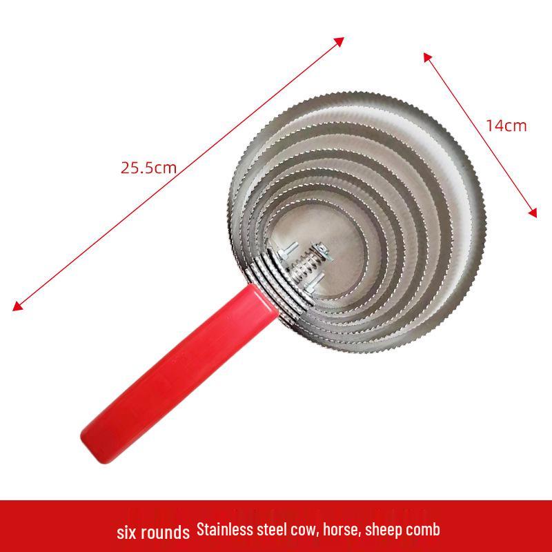 Stainless Steel Multi-Animal Grooming Comb: Hair Serrated Sweat Scraper & Itch Relief Rake for Cows, Sheep, and Horses