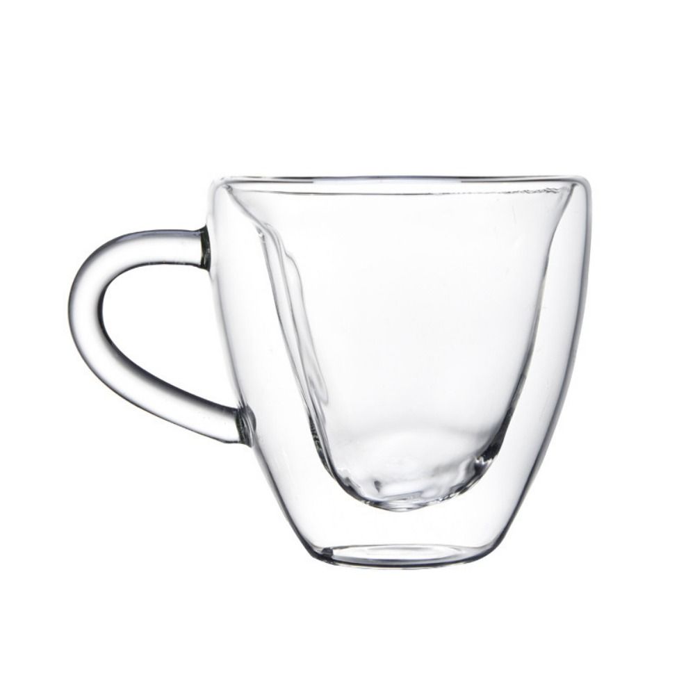 

Double Layer Juice Cup Heart Love Shaped Tea Mug Gift Heart Shaped Glass Cup Drinkware 240ml