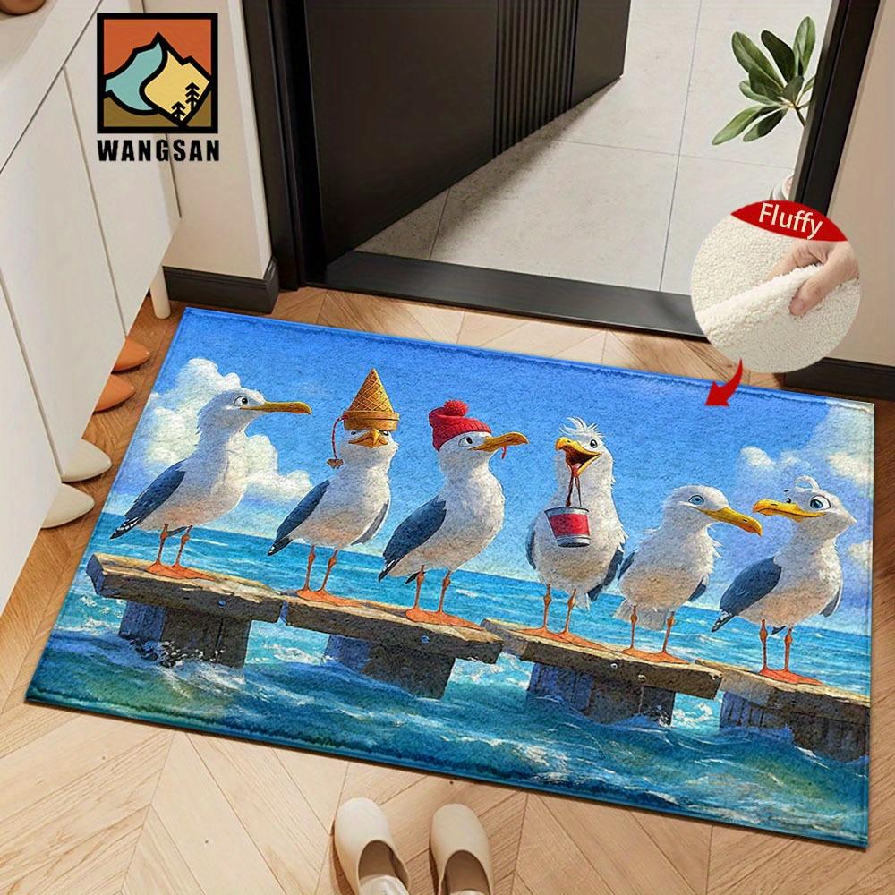 

VIKAMA Premium Blue Sky and Ocean Carpet White Egret Doormat Soft Welcome Mat Rug For Bedroom Carpet For Live Room Bathroom Mat 40X60CM (1.3X2FT
