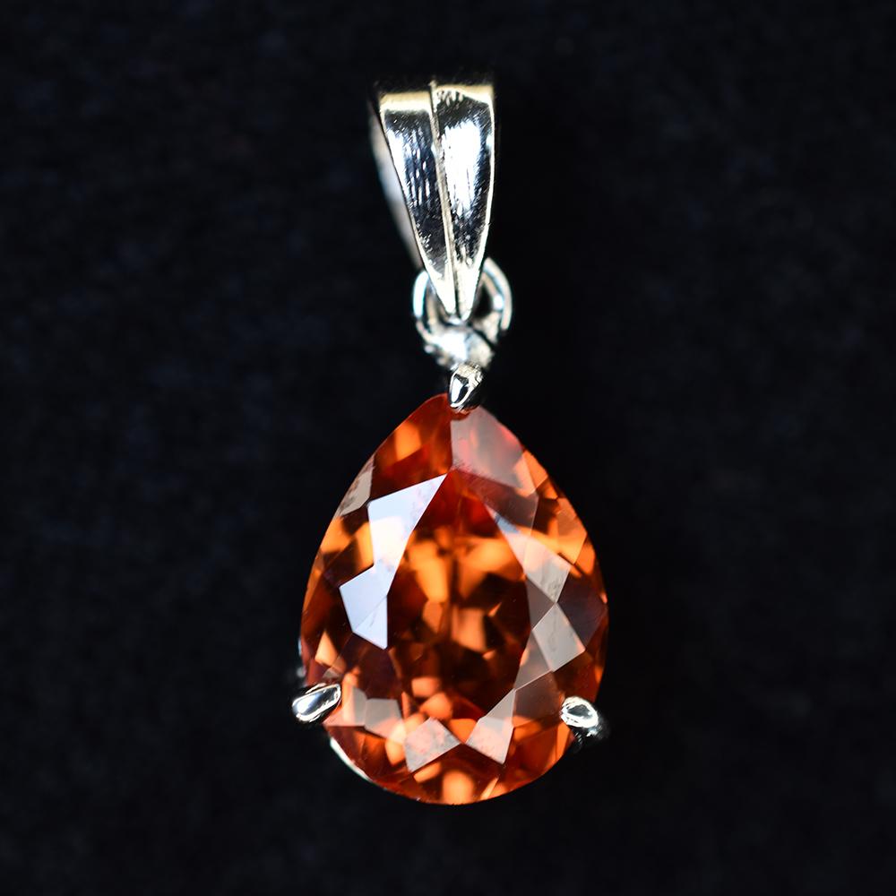 Orange Sapphire 925 Sterling Silver Pendant Certified 13 Ct Natural Gemstone