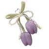 Portachiavi Intrecciato Con Tulipani Perle Nappe Perlate Fiocco Charms Per Borsa Portamonete Zaino Decorazioni Accessori
