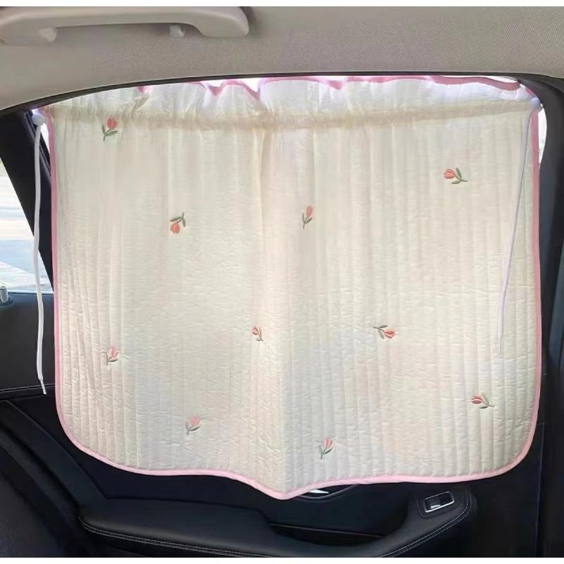 Car Baby Blackout Window Sun Cover Flower Thick Curtain For Vehicle Interior Rear Sunshade Infant Children Auto Curtain Side Car