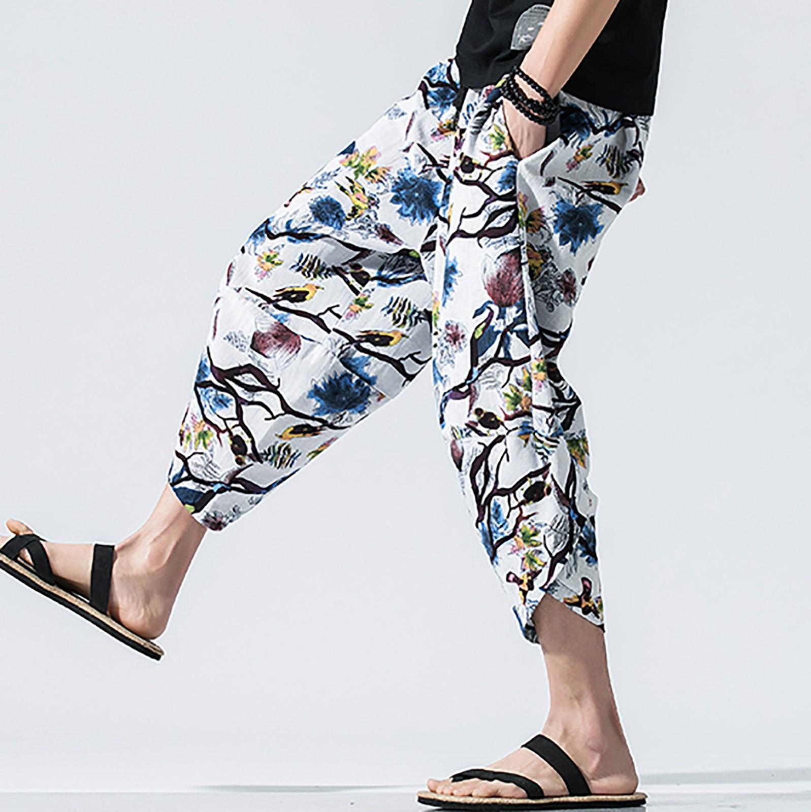 

Мужские свободные повседневные легкие брюки из хлопка и льна с эластичной резинкой на талии, домашние брюки XL красный