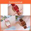 Gadi Vintage Ladies Square Watch With Leather Band Waterproof Quartz For Casual Wear