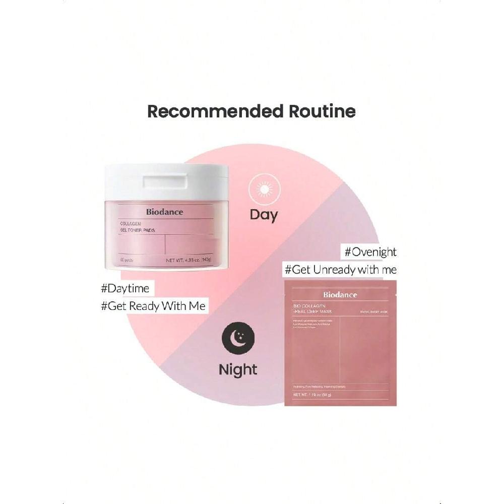Biodance Duo de Gels Jour & Nuit au Collagène: Masque Bio-Collagène Real Deep 4PCS & Pads Toniques Gélifiés au Collagène 60 pads