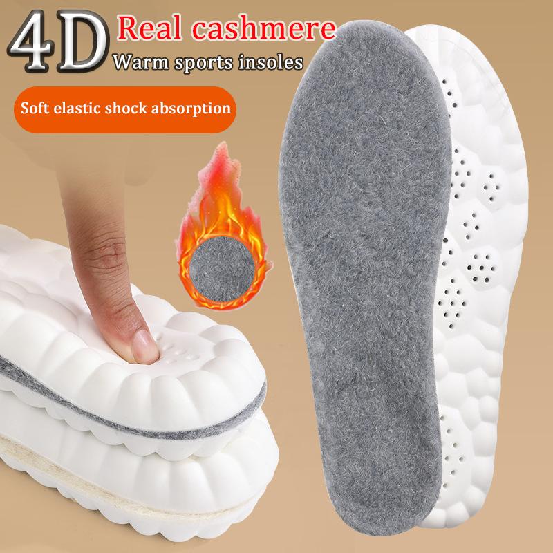 

Genuine Cashmere Self Heated Thermal Sports Insoles 4D Cloud Winter Keep Warm Plush Arch Support Soft Feet Anti-odor Shoes Pads EU37-38 (24cm)