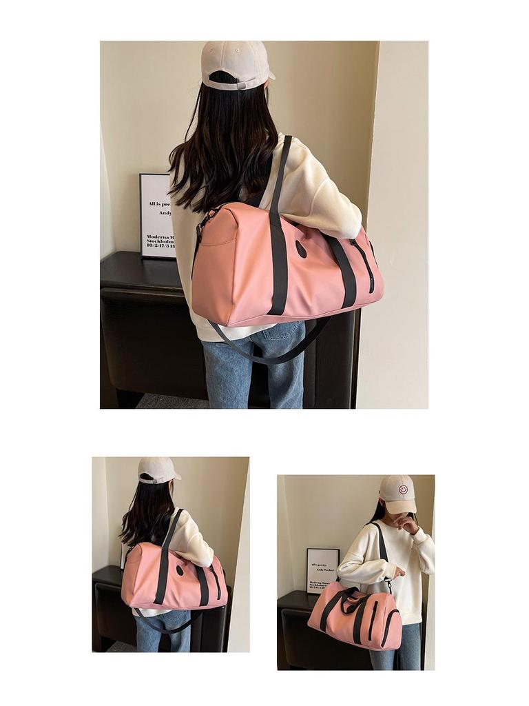 Unisex Large Capacity Duffel Bag with Shoe Compartment - Waterproof, Simple Solid Color Travel & Gym Bag