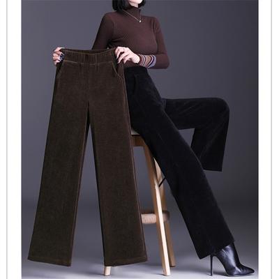 2022 Autumn Winter Fashion Thicken High Waist Lambwool Flare Trousers Casual Plus Velvet Warm Corduroy Pants Women Wide Leg Pant