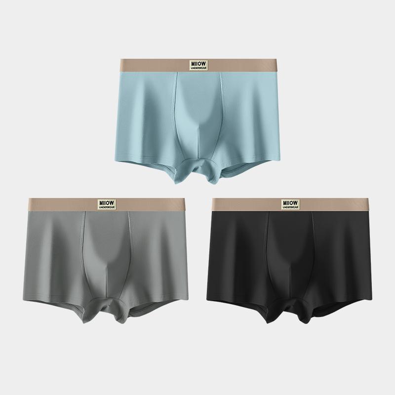 MiiOW 3Pcs Men's Underwear Graphene Antibacterial Underwear Soft and Comfortable Cotton Underwear Ice Silk Flat Corner Underwear L-5XL