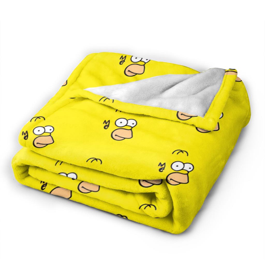 Soft Comfy Throw Blanket Travel S-Simpsons Homer Face Pattern Blanket Flannel Bedspread For Living Room Trend Sofa Bed Cover