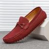 Mode Atmungsaktive Sommer Herren Freizeitschuhe Handgefertigte Leder Mokassins Slipper Flats Schlichte Bootsschuhe Ausgehöhlte Herren Fahr-Loafer