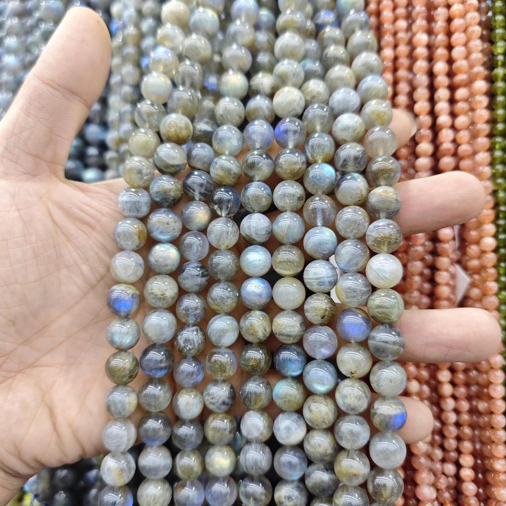 Natural Light Gray Moonstone Labradorite Beads for DIY Bracelet/Necklace Accessories
