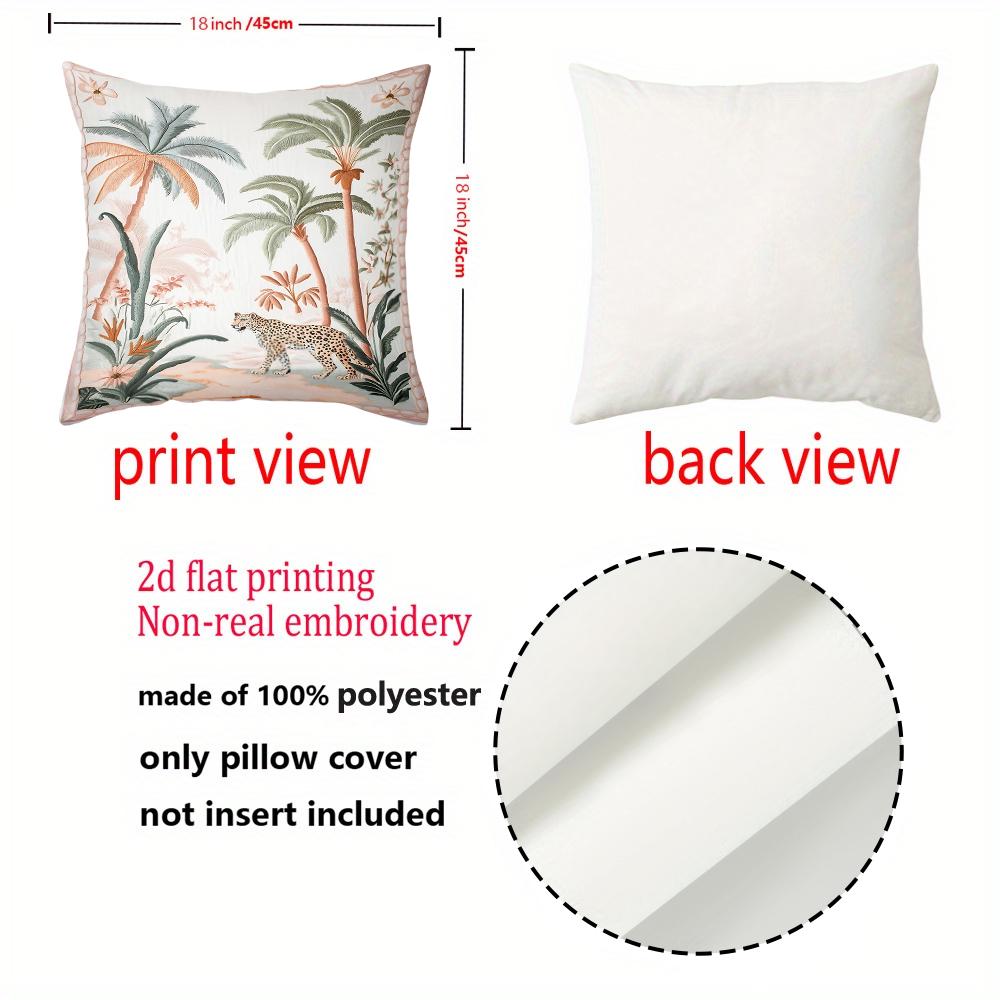 2D Flat Printing Palm Tree And Animal Pattern Cushion Covers Polyester Pillowcase, Sofa Decorative Cushion Cov Headboard Pillow