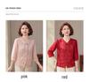 Fashionable 2026 Chinese Style Seven-Sleeve Chiffon Blouse for Middle-Aged & Elderly Women