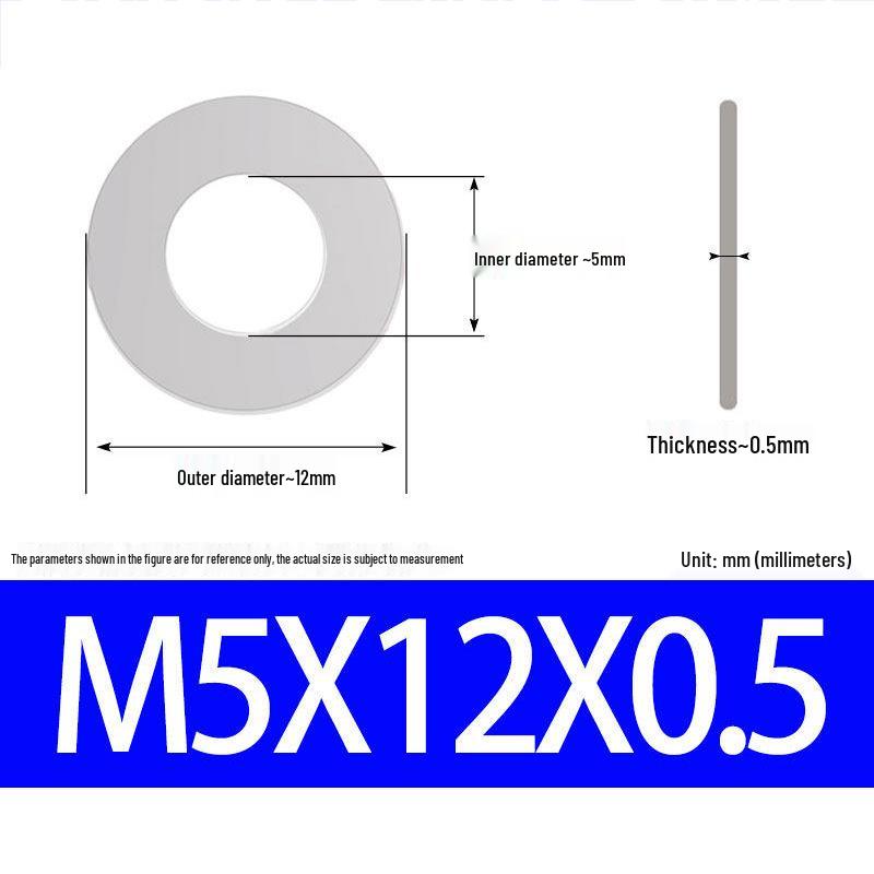 304 Stainless Steel Ultra-Thin Flat Washer, Thickness: 0.1/0.2/0.3/0.4/0.5 Mm, Sizes M1-M8
