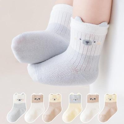 3Pairs/Set Baby Mesh Socks Summer Thin Cotton Kids Socks Cute Cartoon Boneless Socks Infant Newborn Socks For Boys Girls 0-5Yrs