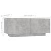 TV Stand with LED Lights Concrete Grey 300 x 35 x 40 cm