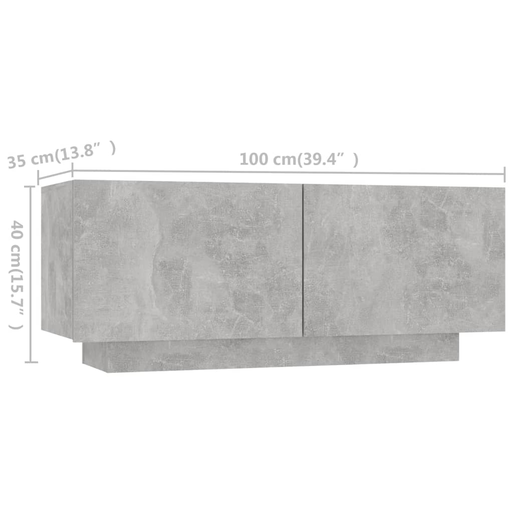 TV Stand with LED Lights Concrete Grey 300 x 35 x 40 cm