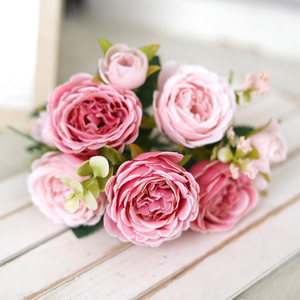 Flori Artificiale Noi Mătase Bujor Trandafir Living Acasă Grădină Decor Petrecere Nuntă Buchet Mireasă Alb Flori Falsificate Decor