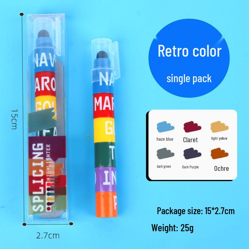 Solid Fluorescent Multi-color Graffiti Highlighter Pen Set - 12 Colors