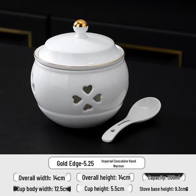 Gold Rim Chinese Ceramic Stew Pot with Warmer