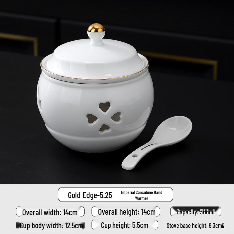 Gold Rim Chinese Ceramic Stew Pot with Warmer