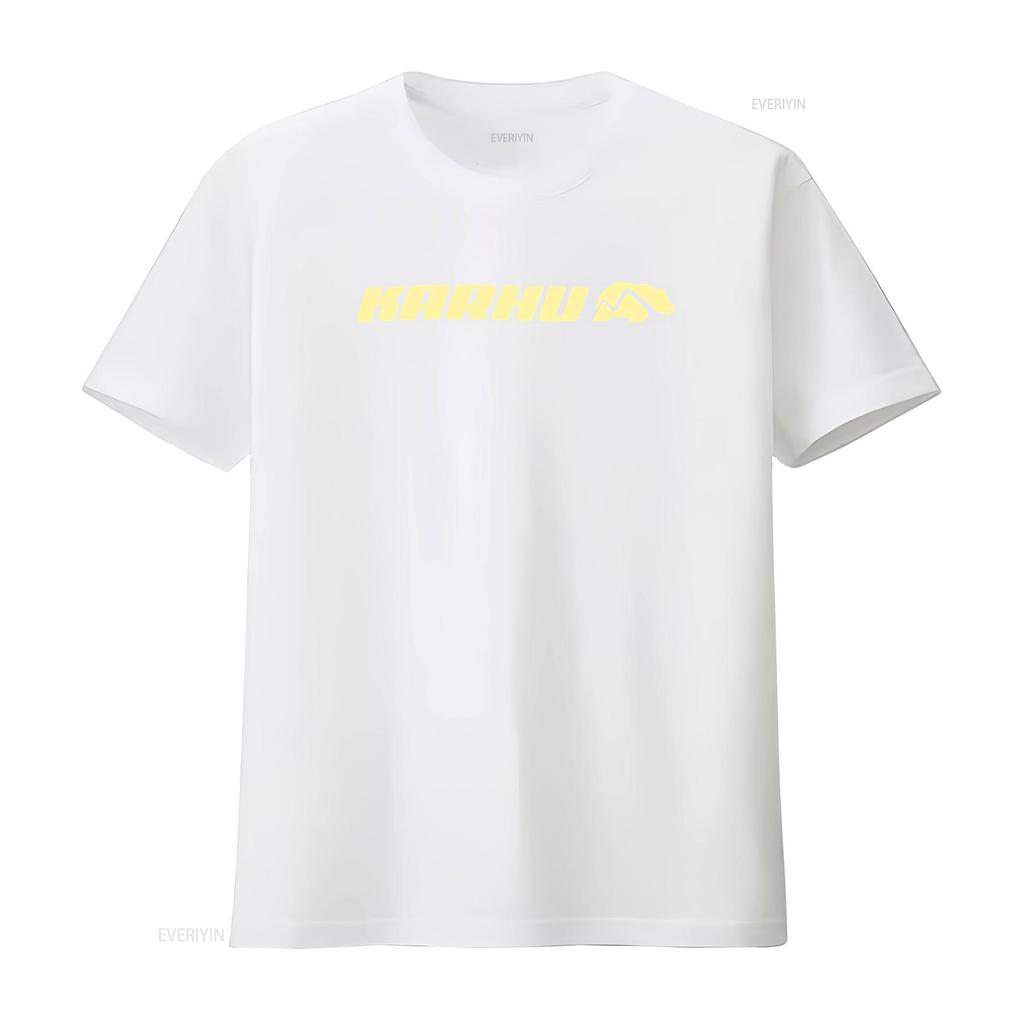 Karhu Mens T Shirt Grey Yellow Small Pack of 1 S Vintage Washed Breathable Homme Stylish Versatile Unisex Slightly Soft