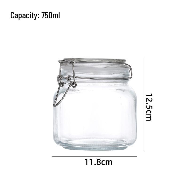 Glass Storage Jar with Stainless Steel Buckle for Tea, Grains, and Cereals