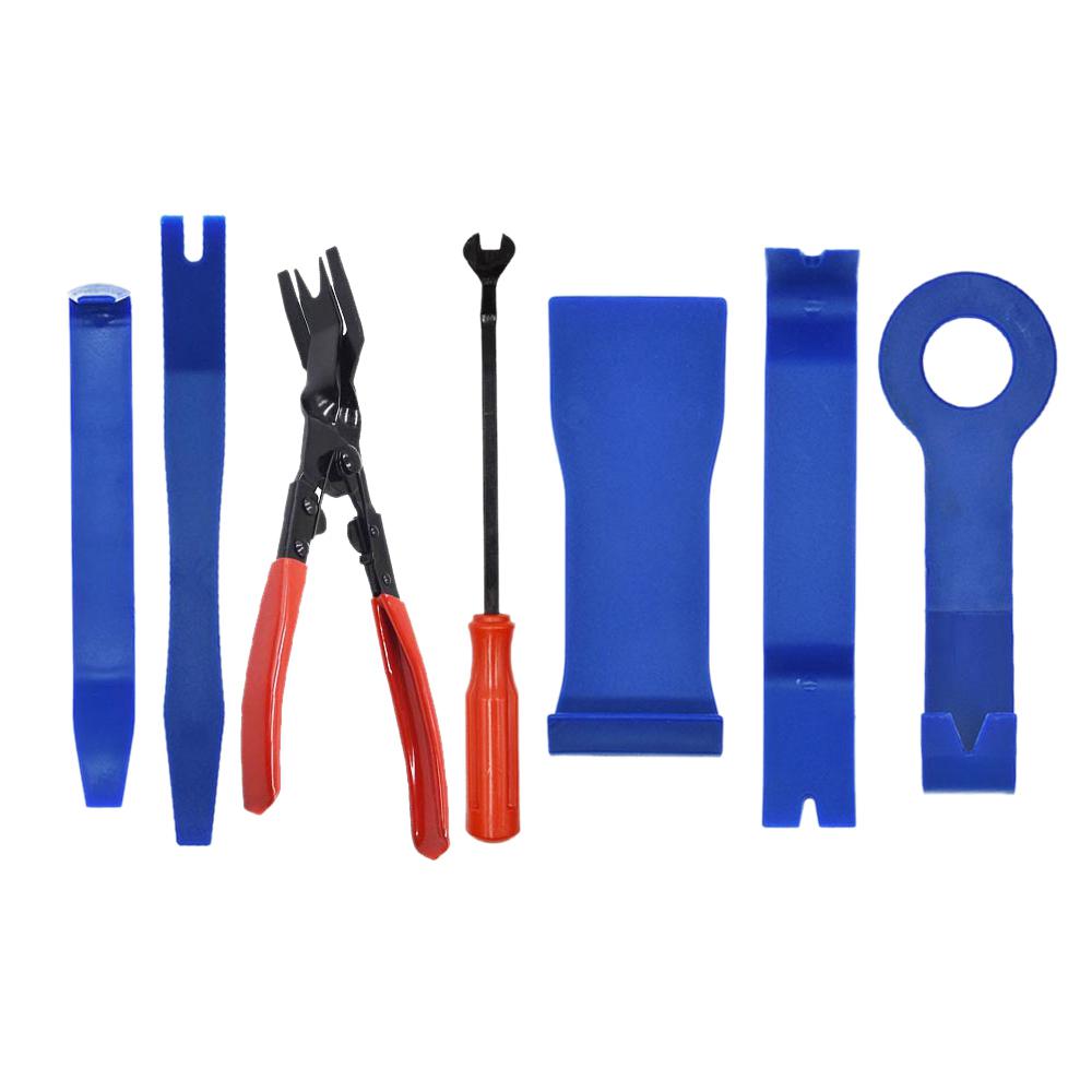 7Pcs Car Door Trim Removal Tool Pry Panel Dash Radio Body Clip Installer Kit