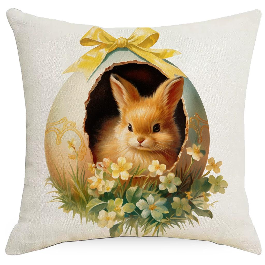 New Fashion Easter Cartoon Rabbit Easter Egg Pattern Series Cushion Cover 45cm Printed Home Decoration Sofa Pillowcase