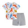 Summer New Boys' Suit Knitted Cotton Medium and Small Children's Cartoon Dinosaur Printing Short Sleeve Sleeve Head Two Pieces