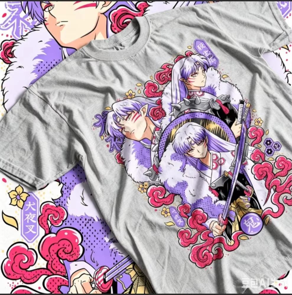 2026 New Summer Anime Inuyasha Sesshomaru Graphic‑Print Unisex T‑Shirt, Loose‑Fit Y2K‑Style Soft T-shirt